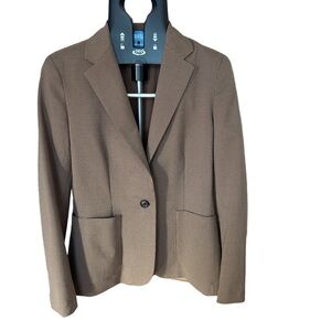 CHAPS Women Houndstooth Brown/Tan Single Button Structured Blazer Suit Jacket 8